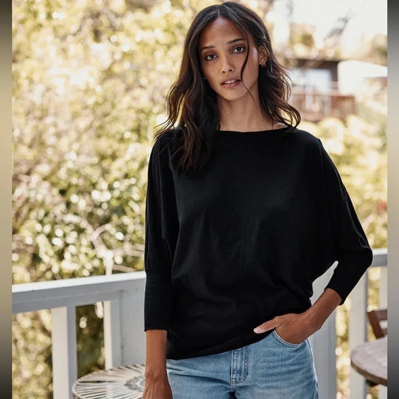 Velvet By Graham  & Spencer Joss Slub Dolman Top in Black NWT - Picture 1 of 8